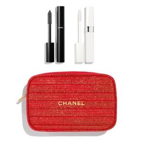 Chanel Holiday 2022 gift set. Mascara and primer duo set-  with red tweed pouch.